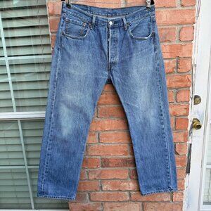 Levis 501 Blue Button fly Denim Made in Egypt Jeans TAG 34x30 (Actual 34x29)